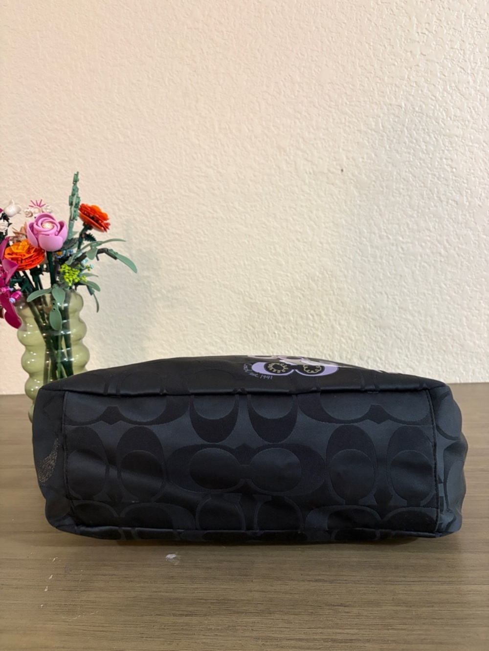 COACH POPPY APPLIQUE DIAPER BABY BAG MULTIFUNCTION TOTE BLACK F17590 RARE - Picture 10 of 14